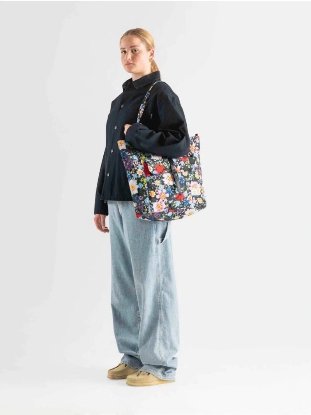 Herschel Supply Company Black Lego Floral Multicolor Tote - Picture 3 of 6